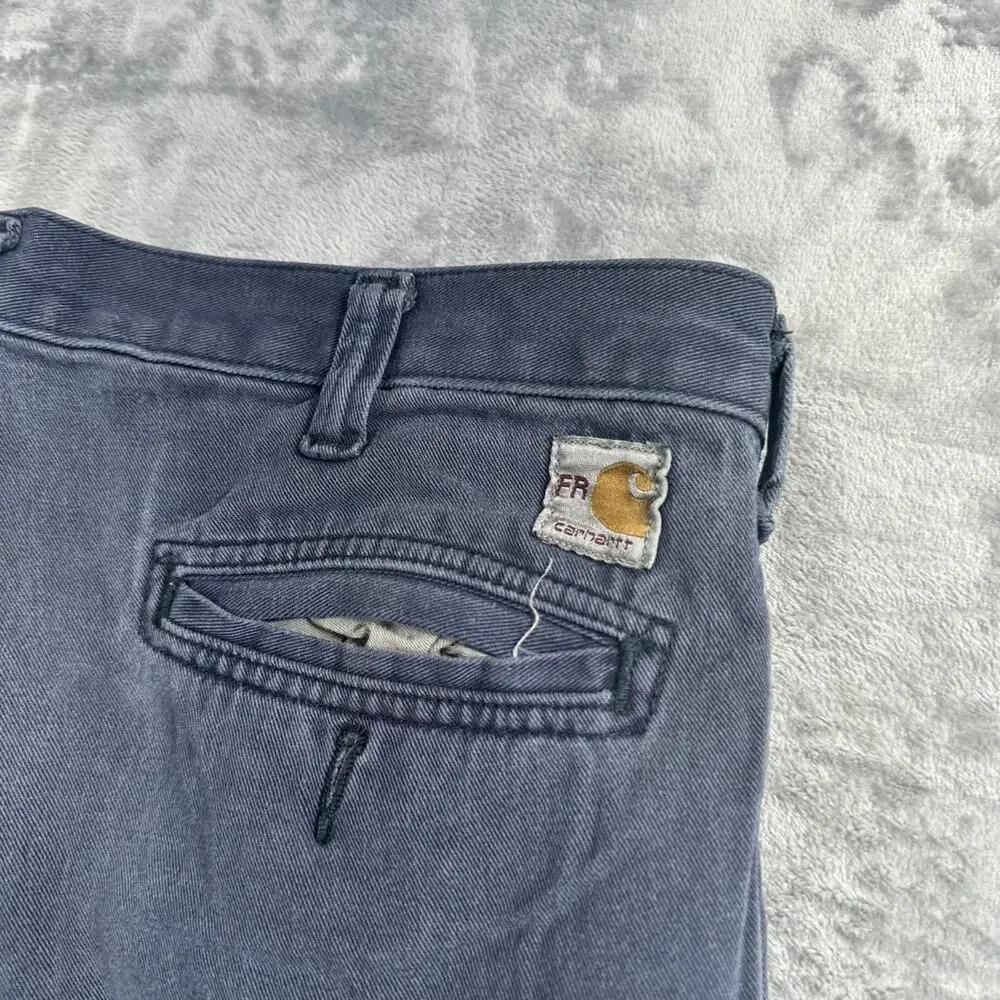 Carhartt FR Men's Straight Pants 36x30 Dark Blue Work Pants Flame‎ Resistant